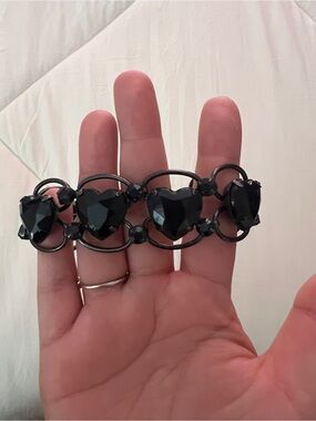 Black Heart Link Bracelet for Women